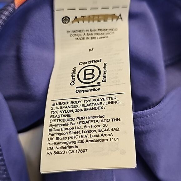 Athleta Concious Crop Printed Top, Size Medium D-DD, Multi Tropical Color, NWT - Picture 5 of 6